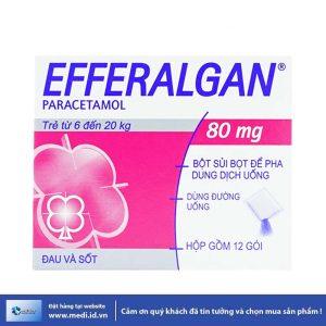 Efferalgan 80mg - Giảm đau, hạ sốt (H/12 gói) | France